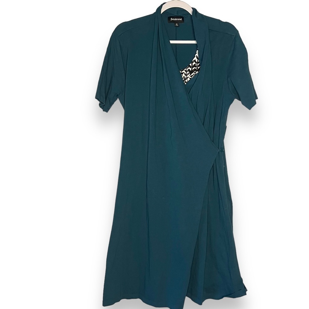 Betabrand Travel Wrap Dress Size Medium Green w0469-te MISSING BELT